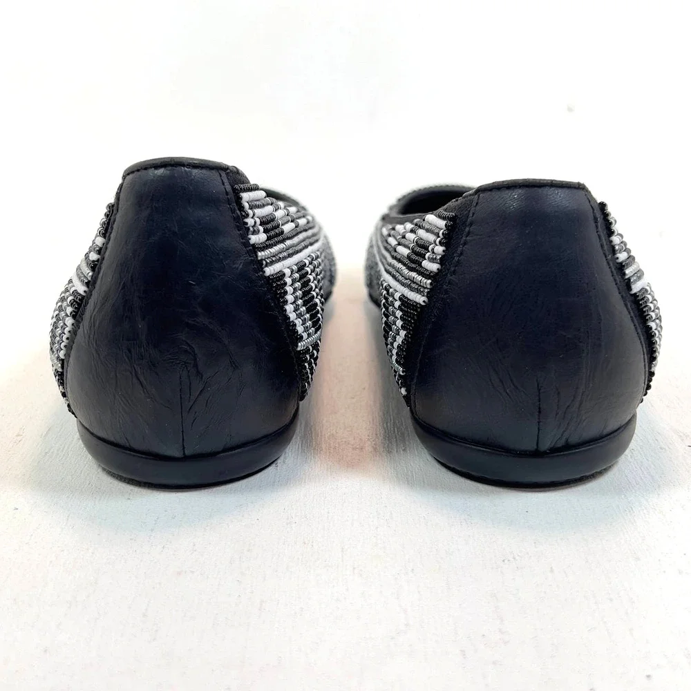 Donald J Pliner Hasin Glass Beaded Ballet Flats Shoe - Black/White/Gray -Women 8 - Picture 4 of 11